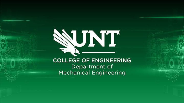 Department of Mechanical Engineering logo with green / black gears backdrop