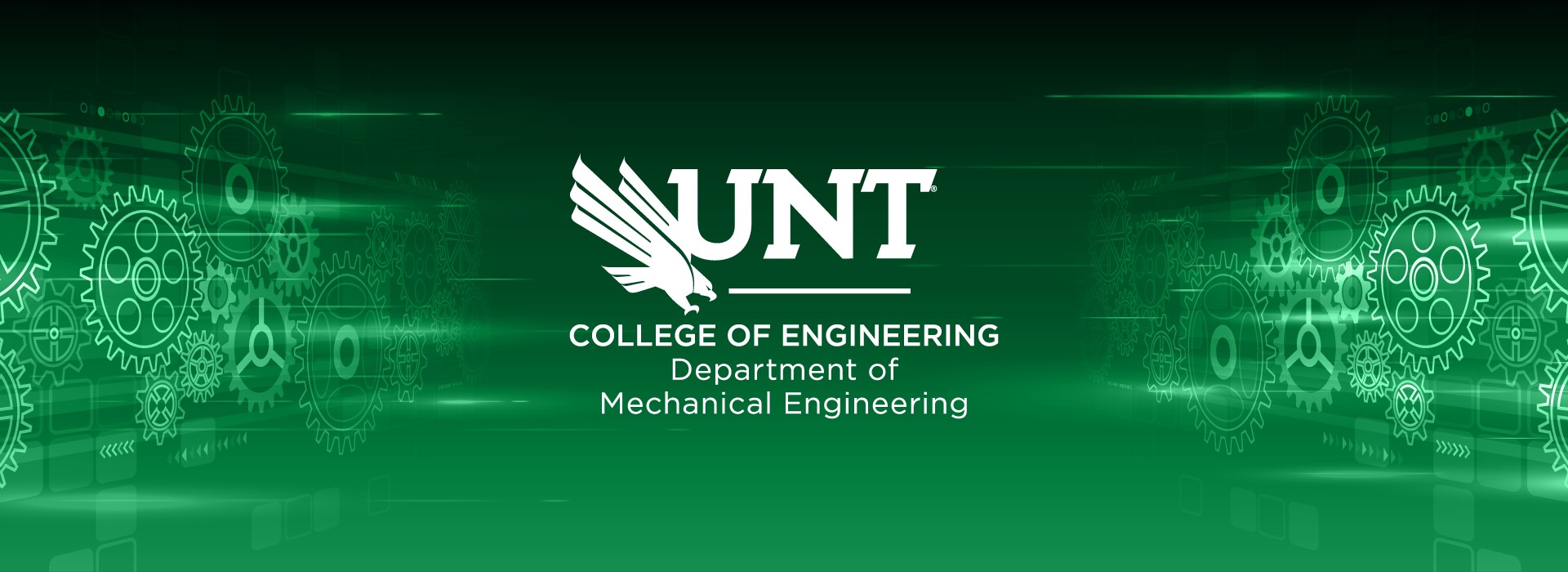 UNT College of Engineering and Mechanical Engineering with UNT logo on black and green background