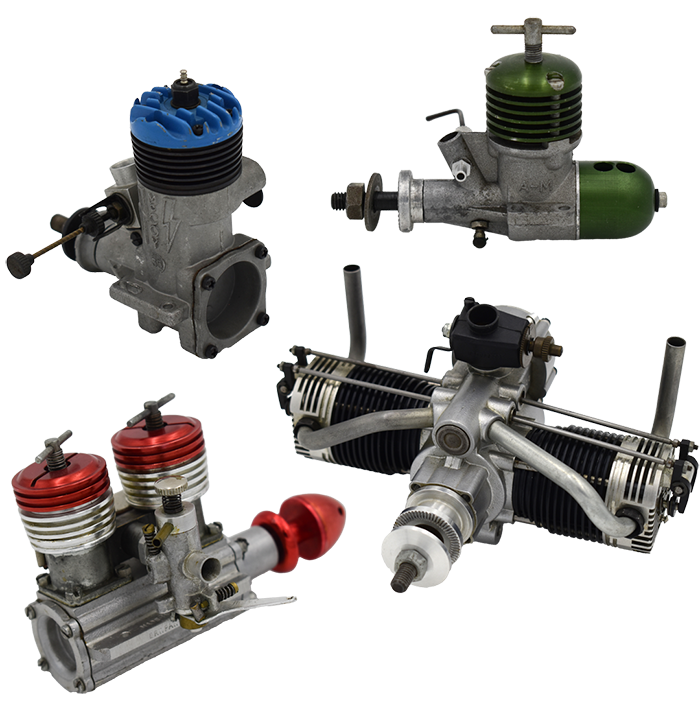 Four different model aircraft engines
