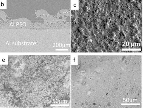 Four images of coating