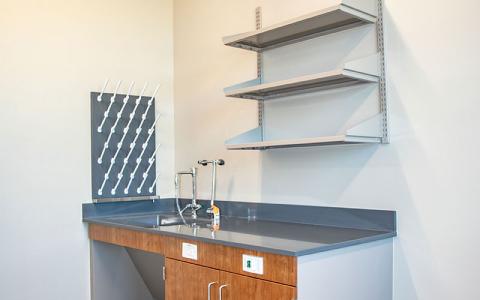 Interior - water sink and shelves in a lab