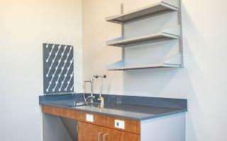 Interior - water sink and shelves in a lab