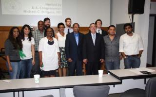 Dr. Dantu and PhD students with Congressman Burgess