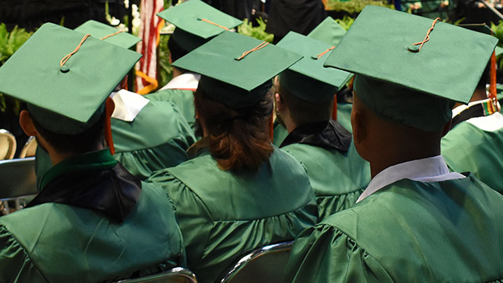 Students wearing graduation cap